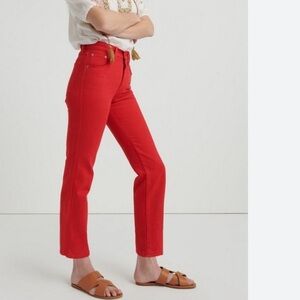 Lucky Brand Mid Rise Authentic Straight Crop Jean Red Sz 0/25 NEW w TAGS